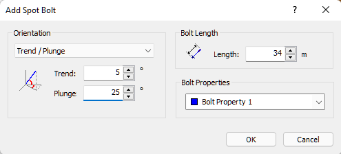 Add Spot Bolt dialog