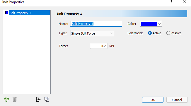 Bolt Properties dialog