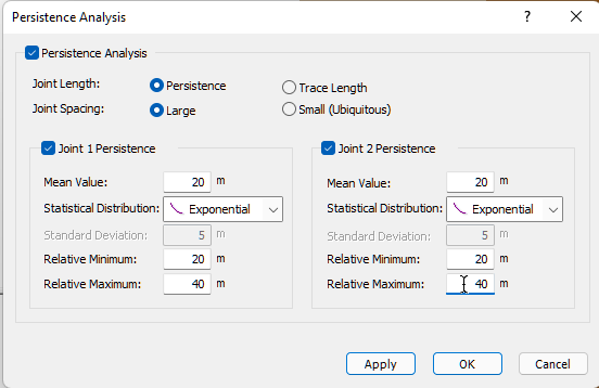 Persistence analysis w/ Large Joint Spacing