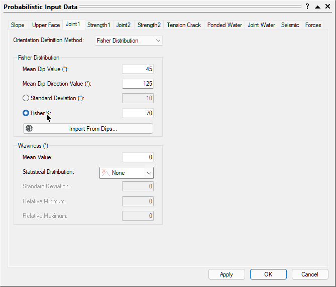 Probabilistic Input Data Joint 1 dialog