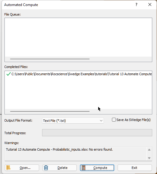 Output Text File Format dialog